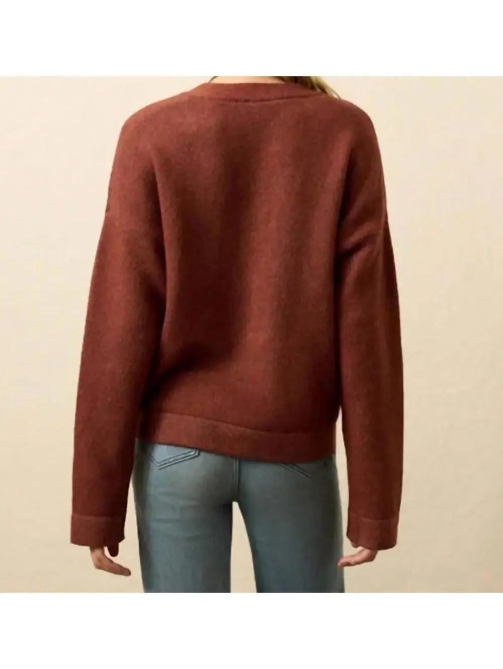 $168 Faherty Jackson V Neck Popover Sweater Smoked Paprika Size Medium - Picture 8 of 12